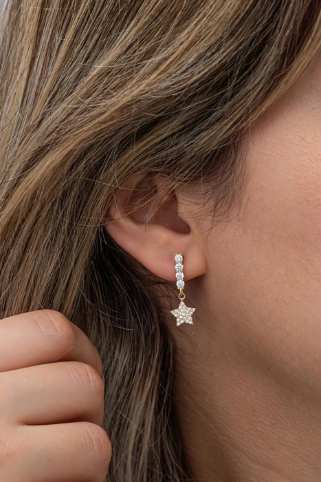Heliophilia Silver Pendientes de Plata de Ley 925 con Baño de Oro y Circón